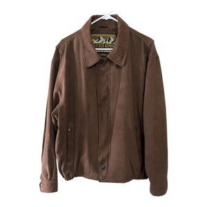 Weather Report Men’s XL Brown Microsuede Bomber Jacket Zip Front Faux Suede Coat